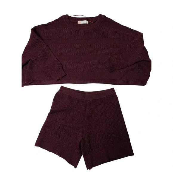 Free People Beach Lena Knit Sweater PulloverShorts Set Size Small Purple New - Picture 6 of 10
